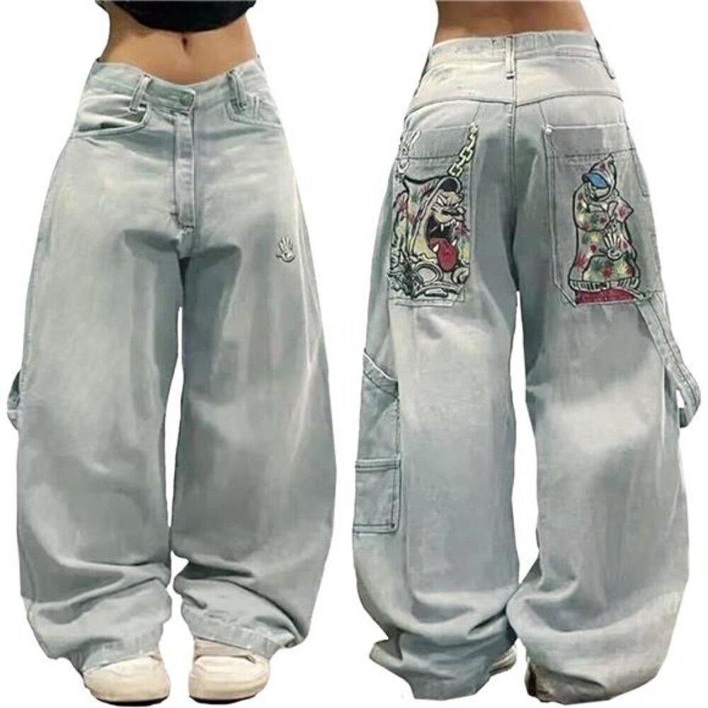 Women Boyfriends Hip Hop 90s Vintage Style Baggy Jeans Loose Denim Pants